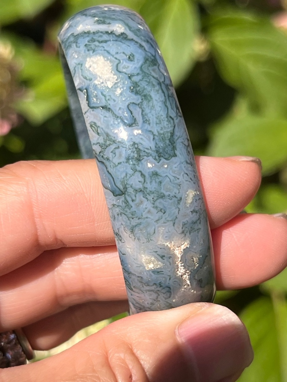 Moss (16) agate bangle | crystal
